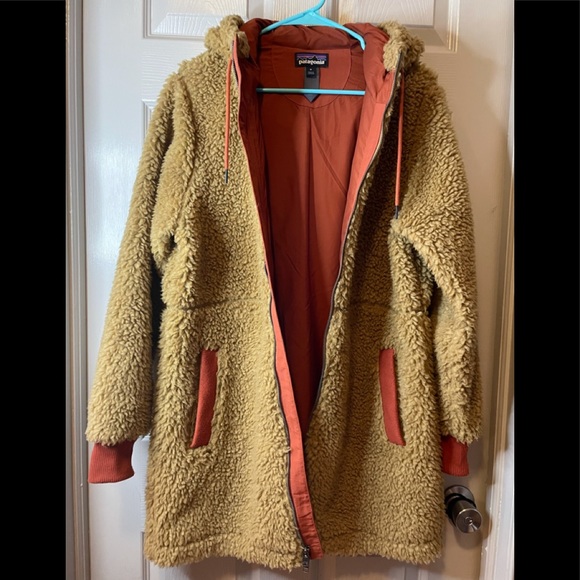 Patagonia Sherpa Dusty Mesa Parka Orange and Brown Women Size XSmall Long Coat - Picture 6 of 7